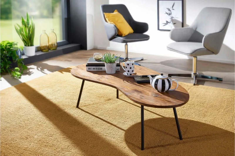 Fanks Sofabord 122 cm Nyreformet - Massivt Tre/Svart - Møbler - Bord - Sofabord & salongbord