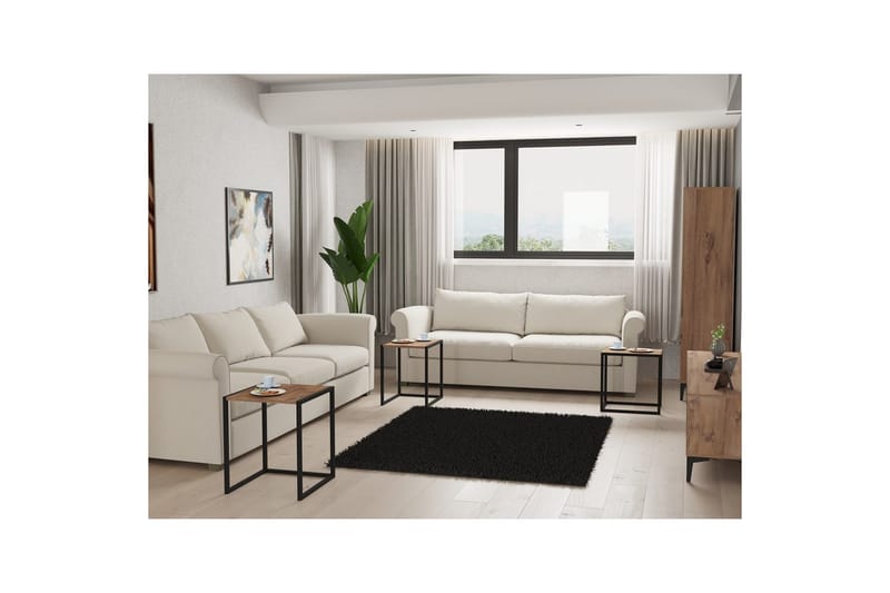 Fayen Settbord 34 cm - Sort/Natur - Møbler - Bord - Sofabord & salongbord - Kistebord