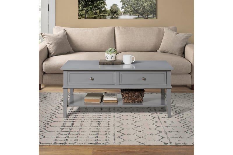 Franklin Sofabord 105 cm med Oppbevaringshylle + 2 Skuffer G - Dorel Home - Møbler - Bord - Sofabord & salongbord - Sofabord med oppbevaring