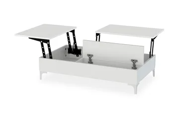 Furny Home Sofabord 121 cm Hev- og Senkbart med Oppbevaring - Hvit - Møbler - Bord - Sofabord & salongbord