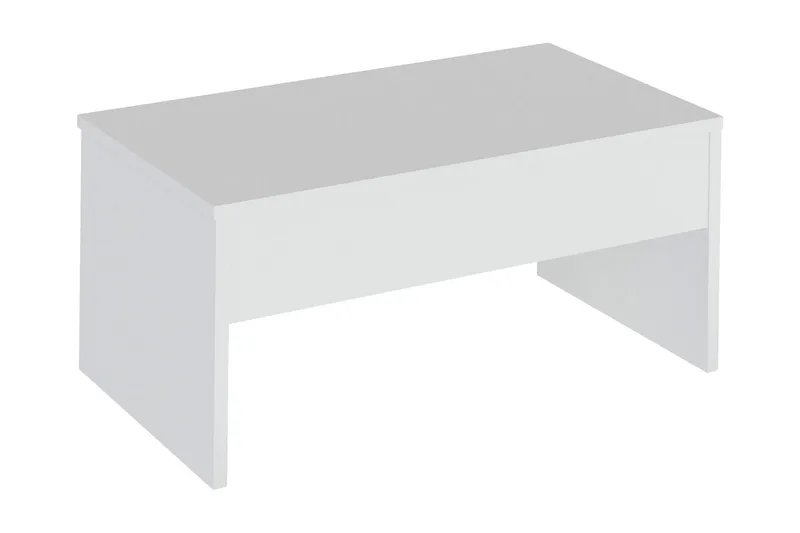 Furny Home Sofabord 90 cm Hev- og Senkbart med Oppbevaring, Hvit