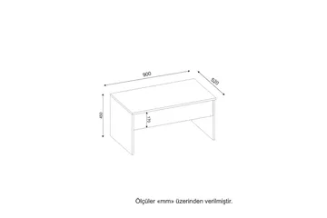Furny Home Sofabord 90 cm Hev- og Senkbart med Oppbevaring - Hvit - Møbler - Bord - Sofabord & salongbord - Sofabord med oppbevaring