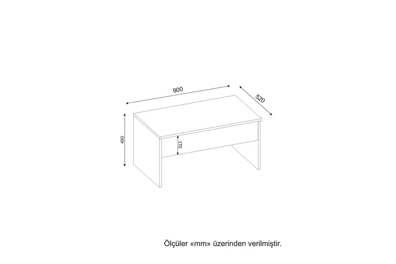 Furny Home Sofabord 90 cm Hev- og Senkbart med Oppbevaring - Hvit - Møbler - Bord - Sofabord & salongbord - Sofabord med oppbevaring