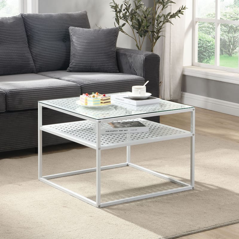 Galaro sofabord 60 cm - Gjennomsiktig og matt hvit - Møbler - Bord - Sofabord & salongbord - Sofabord med oppbevaring