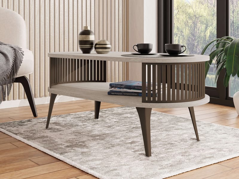 Galia sofabord 100 cm ovalt - Beige|brun - Møbler - Bord - Sofabord & salongbord - Sofabord med oppbevaring