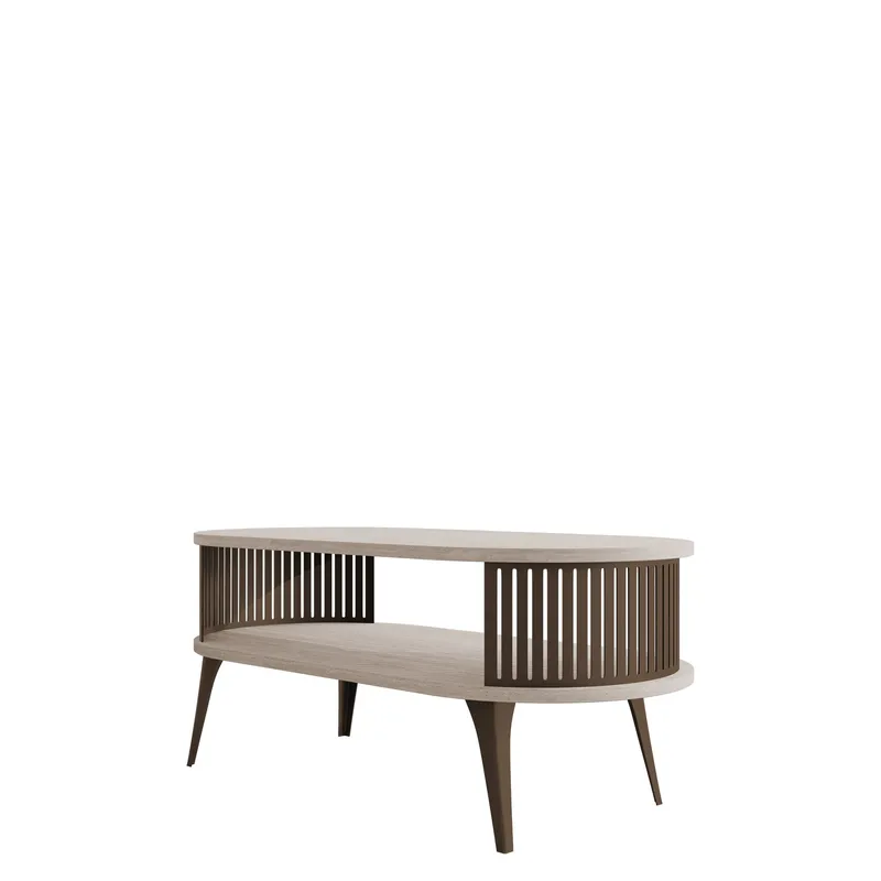 Galia sofabord 100 cm ovalt, Beige|brun