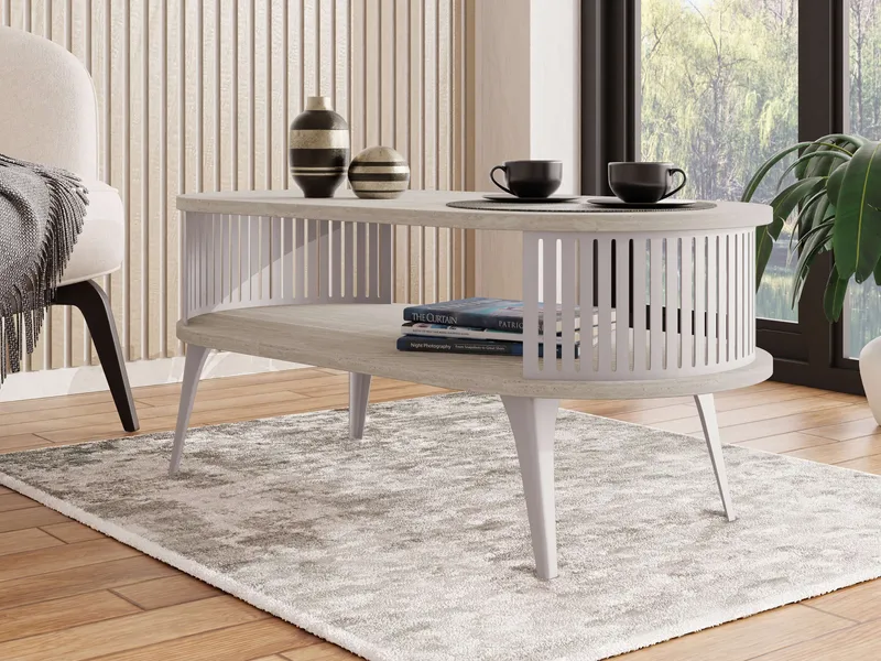 Galia sofabord 100 cm ovalt - Beige|brun - Møbler - Bord - Sofabord & salongbord - Sofabord med oppbevaring