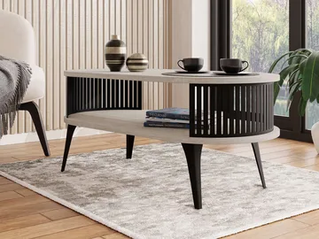 Galia sofabord 100 cm ovalt - Beige|svart - Møbler - Bord - Sofabord & salongbord - Sofabord med oppbevaring