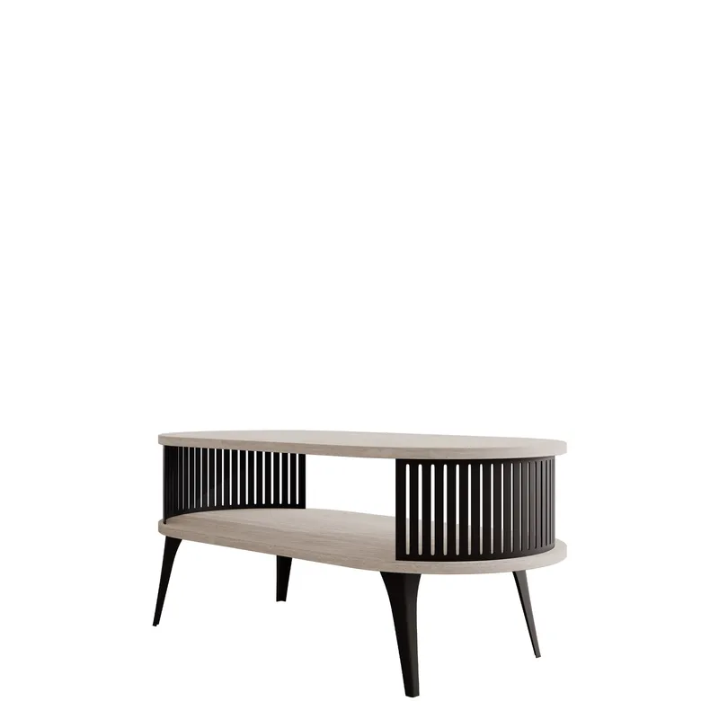 Galia sofabord 100 cm ovalt, Beige|svart