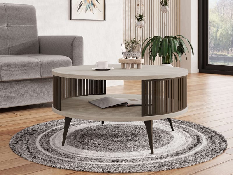 Galia sofabord 75 cm rundt - Beige|brun - Møbler - Bord - Sofabord & salongbord - Sofabord med oppbevaring