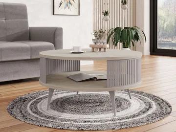 Galia sofabord 75 cm rundt - Beige|grå - Møbler - Bord - Sofabord & salongbord - Sofabord med oppbevaring
