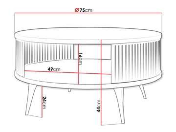 Galia sofabord 75 cm rundt - Brun - Møbler - Bord - Sofabord & salongbord - Sofabord med oppbevaring