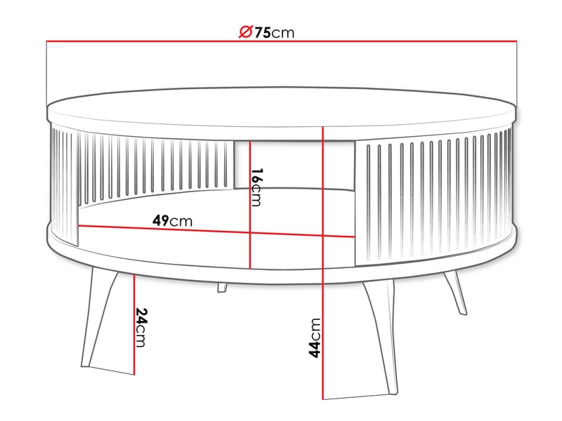 Galia sofabord 75 cm rundt - Brun - Møbler - Bord - Sofabord & salongbord - Sofabord med oppbevaring