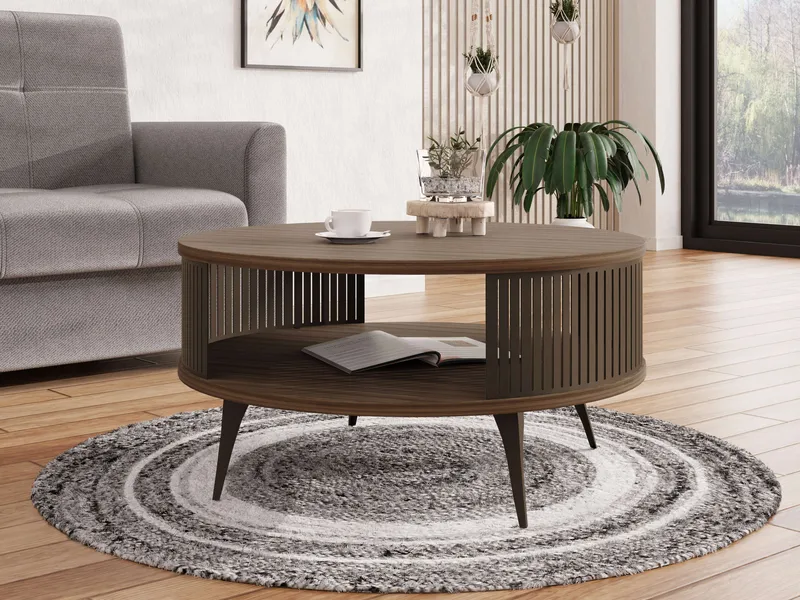 Galia sofabord 75 cm rundt - Brun - Møbler - Bord - Sofabord & salongbord - Sofabord med oppbevaring