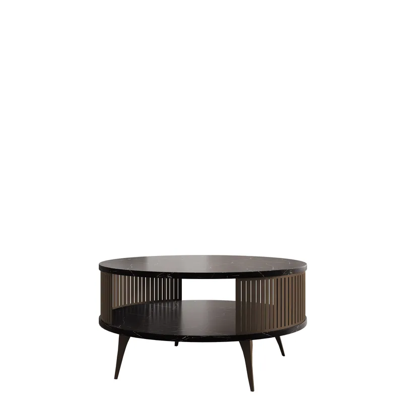 Galia sofabord 75 cm rundt, Svart|brun