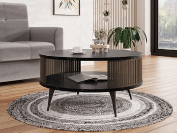 Galia sofabord 75 cm rundt - Svart|brun - Møbler - Bord - Sofabord & salongbord - Sofabord med oppbevaring