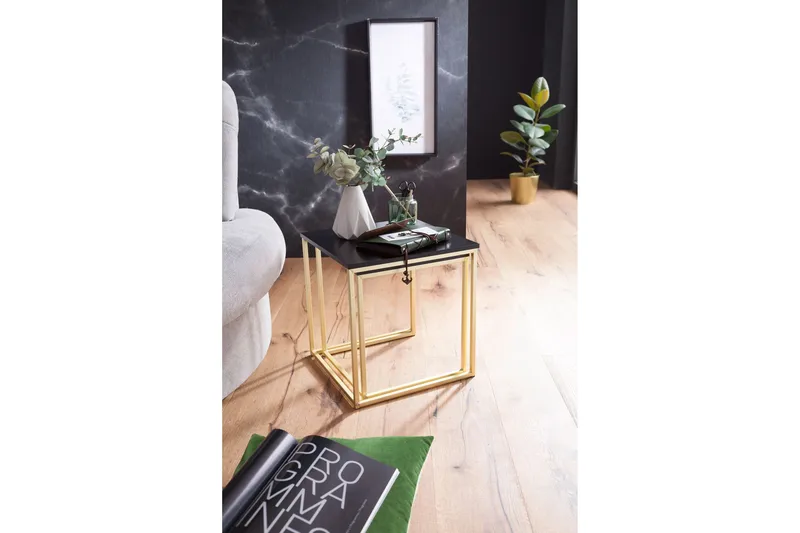 Geancarlo Settbord 48 cm 2 Bord - Svart/Gull - Møbler - Bord - Sofabord & salongbord