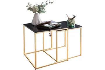 Geancarlo Settbord 48 cm 2 Bord - Svart/Gull - Møbler - Bord - Sofabord & salongbord