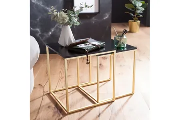 Geancarlo Settbord 48 cm 2 Bord - Svart/Gull - Møbler - Bord - Sofabord & salongbord