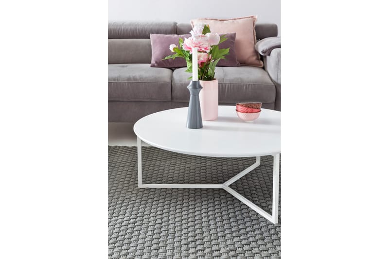 Giamanco Sofabord 80 cm Rundt - Hvit - Møbler - Bord - Sofabord & salongbord
