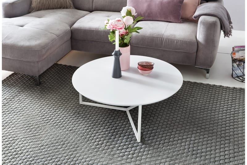 Giamanco Sofabord 80 cm Rundt, Hvit
