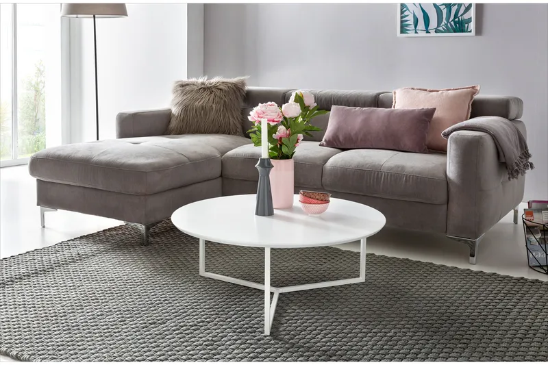 Giamanco Sofabord 80 cm Rundt - Hvit - Møbler - Bord - Sofabord & salongbord