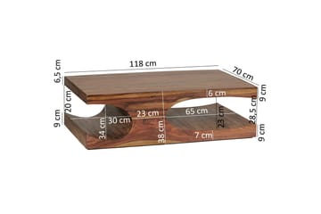 Gjerrild Sofabord 118 cm med Oppbevaring Hyller - Massivt Tre - Møbler - Bord - Sofabord & salongbord