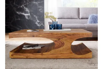 Gjerrild Sofabord 118 cm med Oppbevaringshyller - Massivt Tre - Møbler - Bord - Sofabord & salongbord