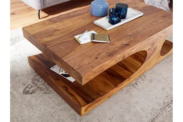 Gjerrild Sofabord 118 cm med Oppbevaringshyller - Massivt Tre - Møbler - Bord - Sofabord & salongbord