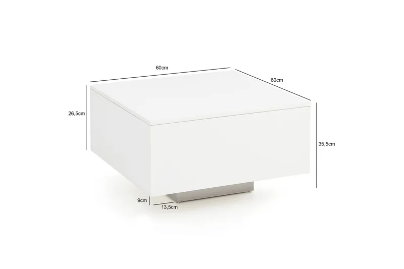 Golnick Sofabord 60 cm med Oppbevaring - Hvit - Møbler - Bord - Sofabord & salongbord