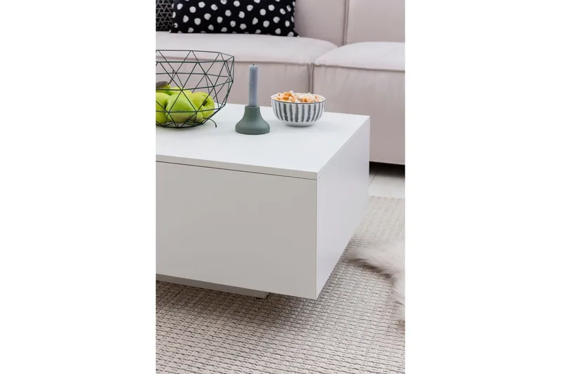 Golnick Sofabord 60 cm med Oppbevaring - Hvit - Møbler - Bord - Sofabord & salongbord