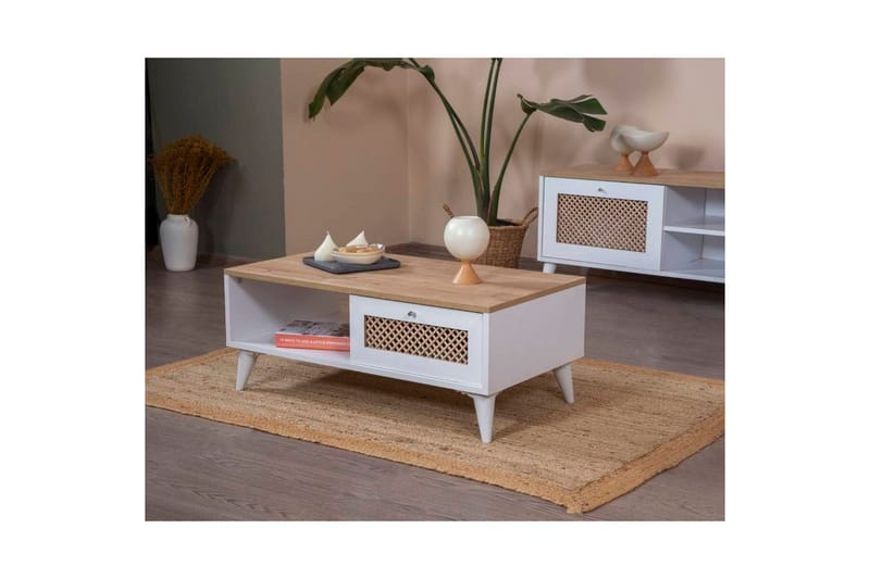 Sofabord Goose Hvit / Eik - Hvit / Eik - Møbler - Bord - Sofabord & salongbord
