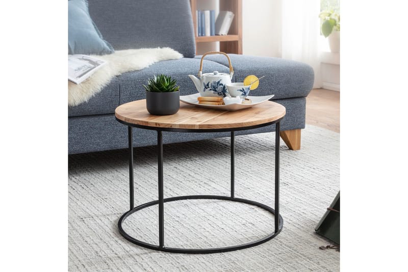Gorizia Sofabord 60 cm Rundt - Akacia/Svart - Møbler - Bord - Sofabord & salongbord