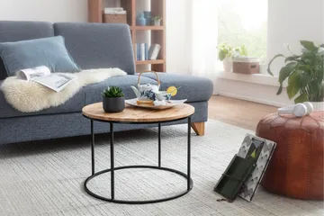 Gorizia Sofabord 60 cm Rundt - Akacia/Svart - Møbler - Bord - Sofabord & salongbord