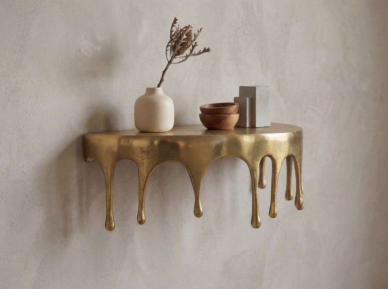 Grelan vegghylle 35 cm i aluminium med dråpedesign - gull - Møbler - Bord - Sofabord & salongbord - Kistebord