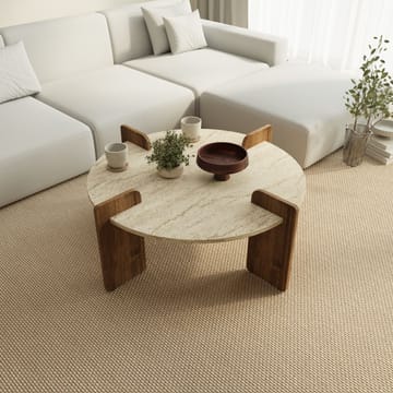 Sofabord Hanah Home Avoure (90 x 35 x 90 cm) Travertine Walnut - Travertin og valnøtt - Møbler - Bord - Sofabord & salongbord