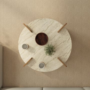 Sofabord Hanah Home Avoure (90 x 35 x 90 cm) Travertine Walnut - Travertin og valnøtt - Møbler - Bord - Sofabord & salongbord