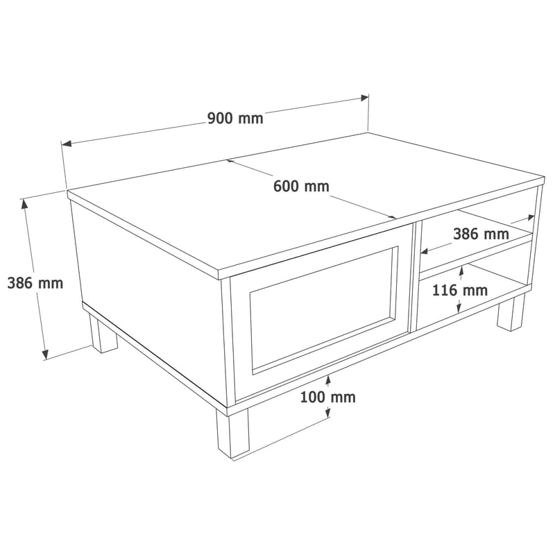 Sofabord Hanah Home Dune (90 x 38,6 x 60 cm) Eik - Eik - Møbler - Bord - Sofabord & salongbord