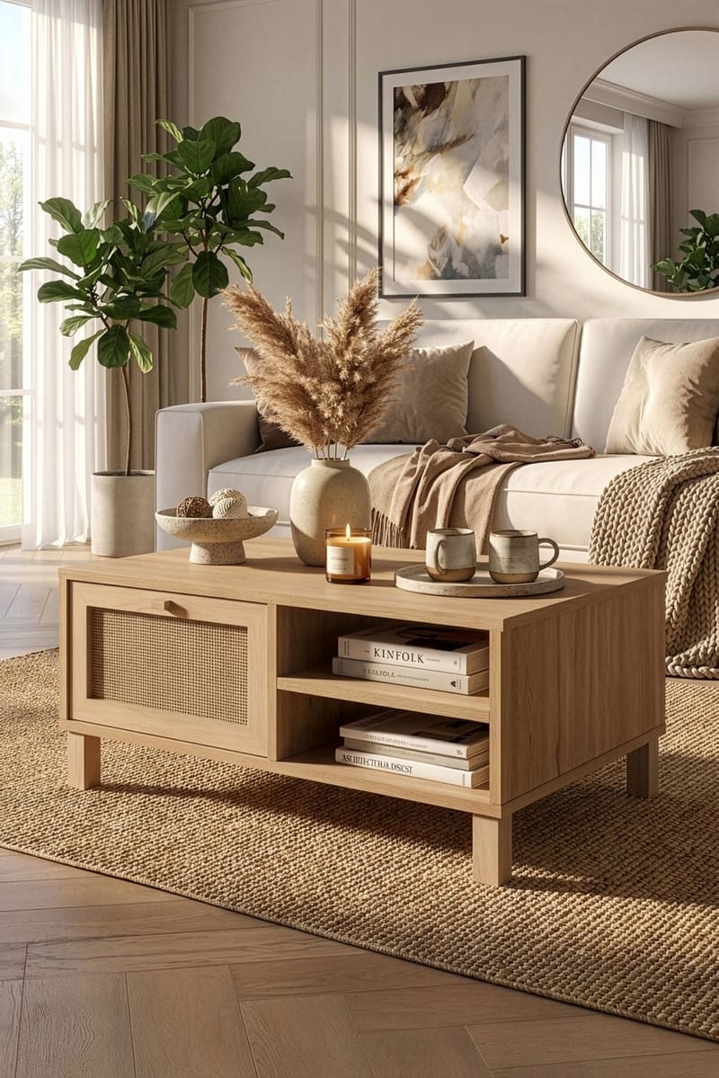 Sofabord Hanah Home Dune (90 x 38,6 x 60 cm) Eik - Eik - Møbler - Bord - Sofabord & salongbord