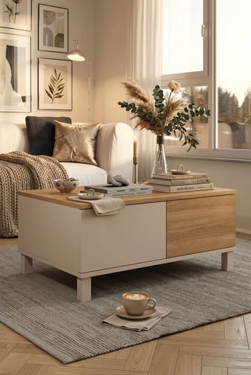 Sofabord Hanah Home Mood (90 x 40 x 60 cm) Sand Oak - Sand og eik - Møbler - Bord - Sofabord & salongbord