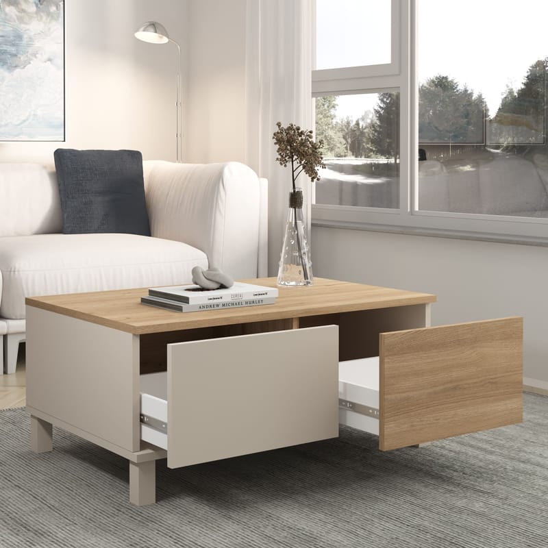 Sofabord Hanah Home Mood (90 x 40 x 60 cm) Sand Oak - Sand og eik - Møbler - Bord - Sofabord & salongbord