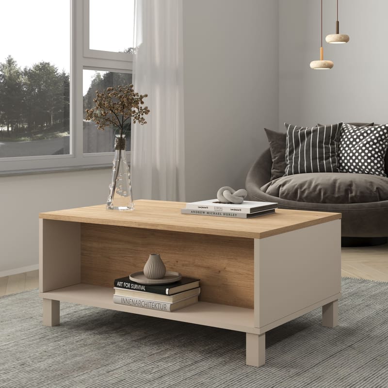 Sofabord Hanah Home Mood (90 x 40 x 60 cm) Sand Oak - Sand og eik - Møbler - Bord - Sofabord & salongbord