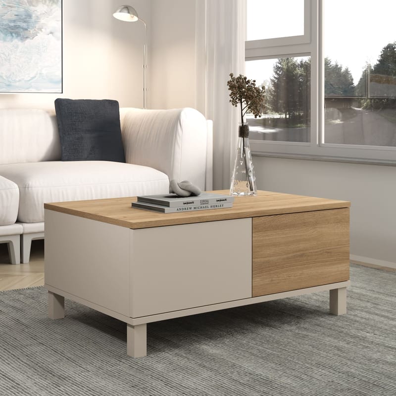Sofabord Hanah Home Mood (90 x 40 x 60 cm) Sand Oak - Sand og eik - Møbler - Bord - Sofabord & salongbord