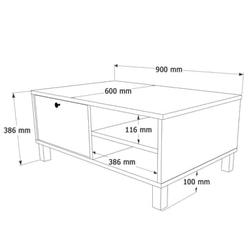Sofabord Hanah Home Nord (90 x 38,6 x 60 cm) Hvit eik - Hvit og eik - Møbler - Bord - Sofabord & salongbord