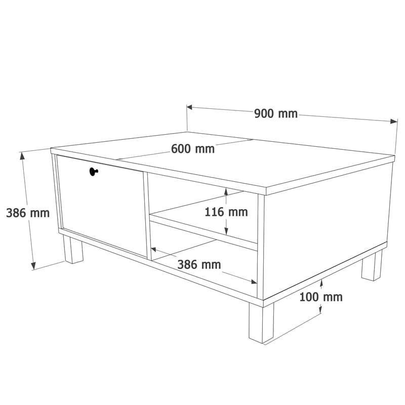 Sofabord Hanah Home Nord (90 x 38,6 x 60 cm) Hvit eik - Hvit og eik - Møbler - Bord - Sofabord & salongbord
