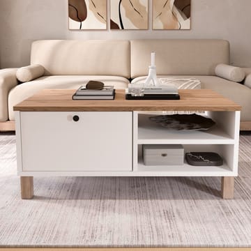 Sofabord Hanah Home Nord (90 x 38,6 x 60 cm) Hvit eik - Hvit og eik - Møbler - Bord - Sofabord & salongbord