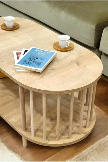 Sofabord Hanah Home Peka Round (90 x 43 x 45 cm) Sapphire Oak - Sapphire Oak - Møbler - Bord - Sofabord & salongbord