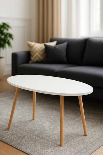 Sofabord Hanah Home Peka Low (90 x 60 x 50 cm) Hvit - Hvit - Møbler - Bord - Sofabord & salongbord