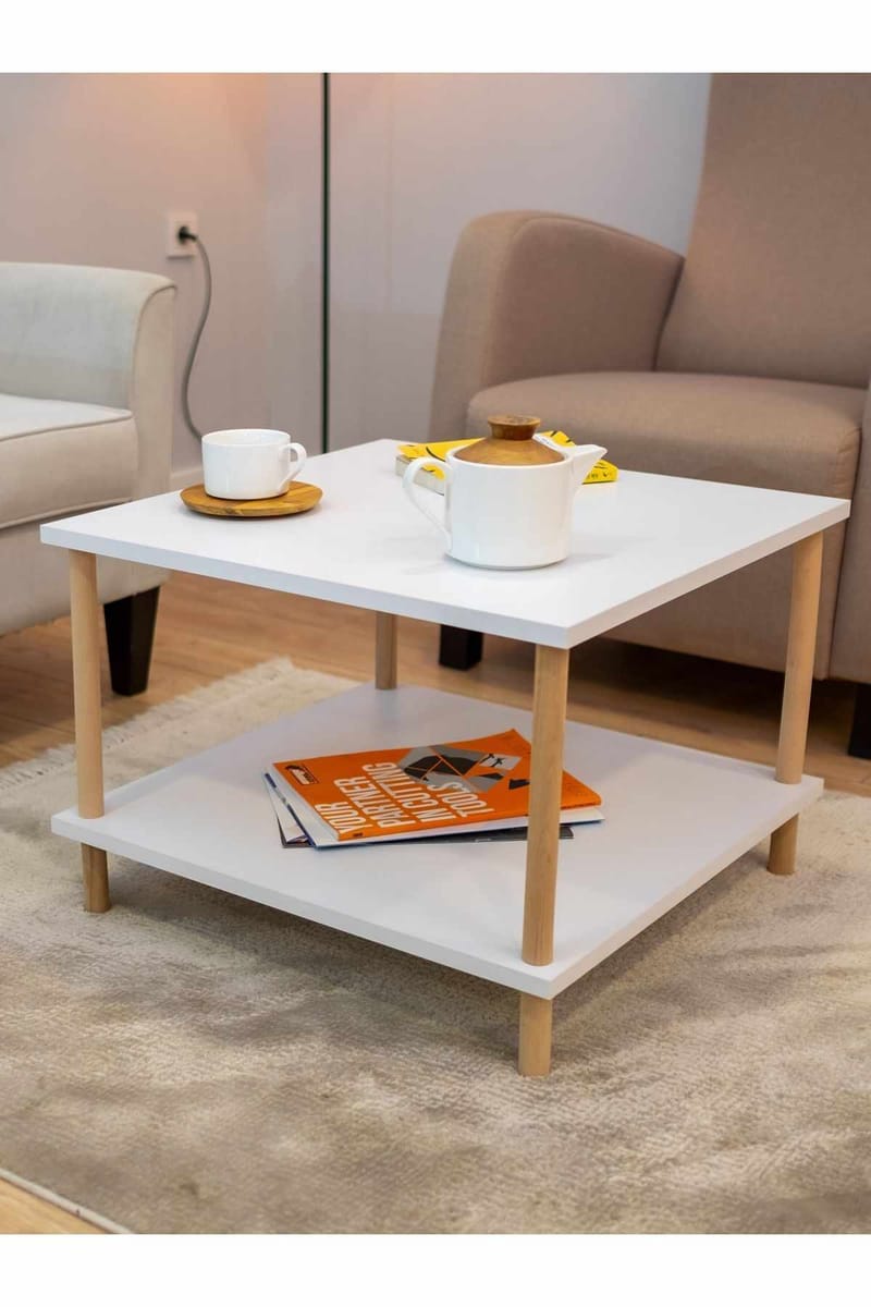 Sofabord Hanah Home Peka Mini (60 x 42,5 x 60 cm) Hvit - Hvit - Møbler - Bord - Sofabord & salongbord