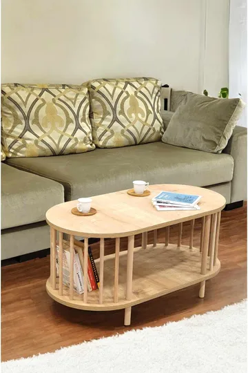 Sofabord Hanah Home Peka Round (90 x 43 x 45 cm) Sapphire Oak - Sapphire Oak - Møbler - Bord - Sofabord & salongbord